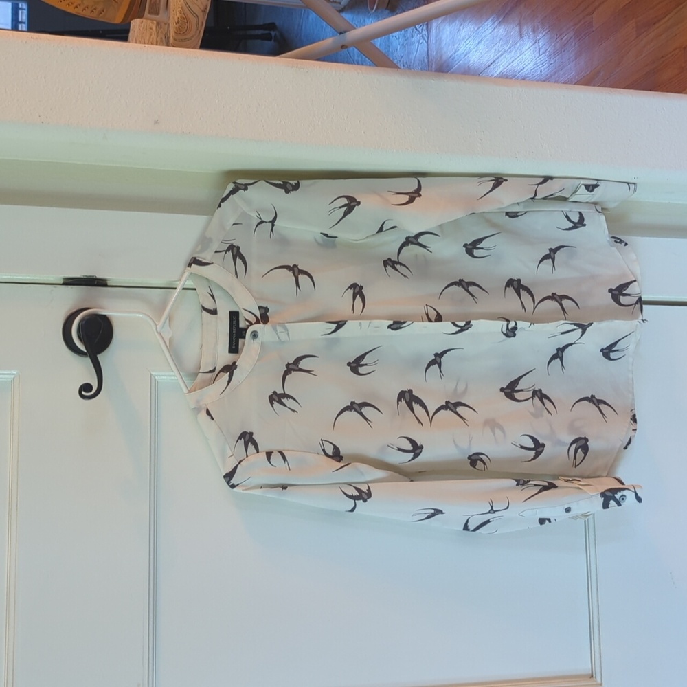 Banana Republic blouse with bird pattern